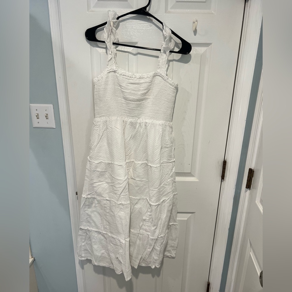 J. Crew Factory White Sleeveless Smocked Dress